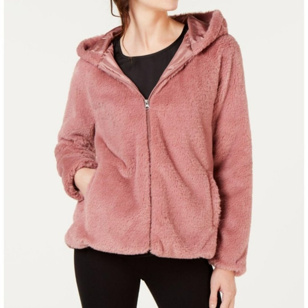 Style & Co Pink Faux Furry Jacket L/XL